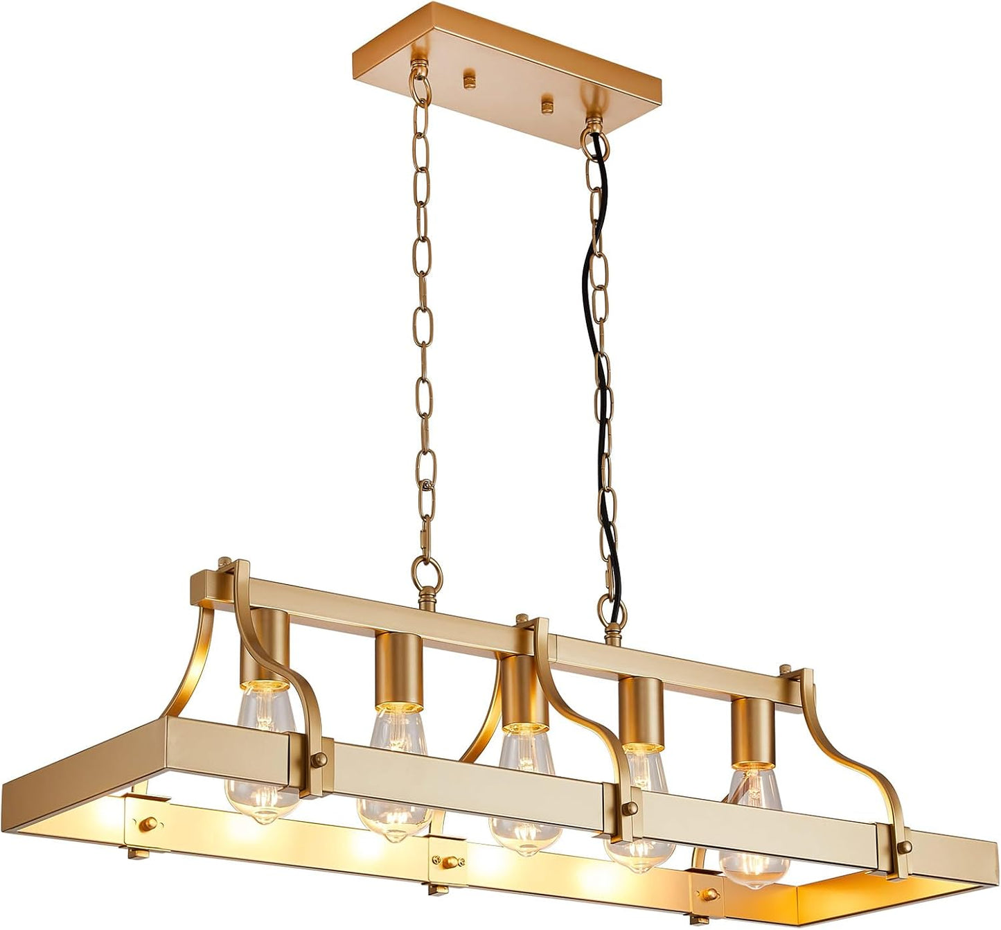 Farmhouse 5-Light Wood Linear Chandelier