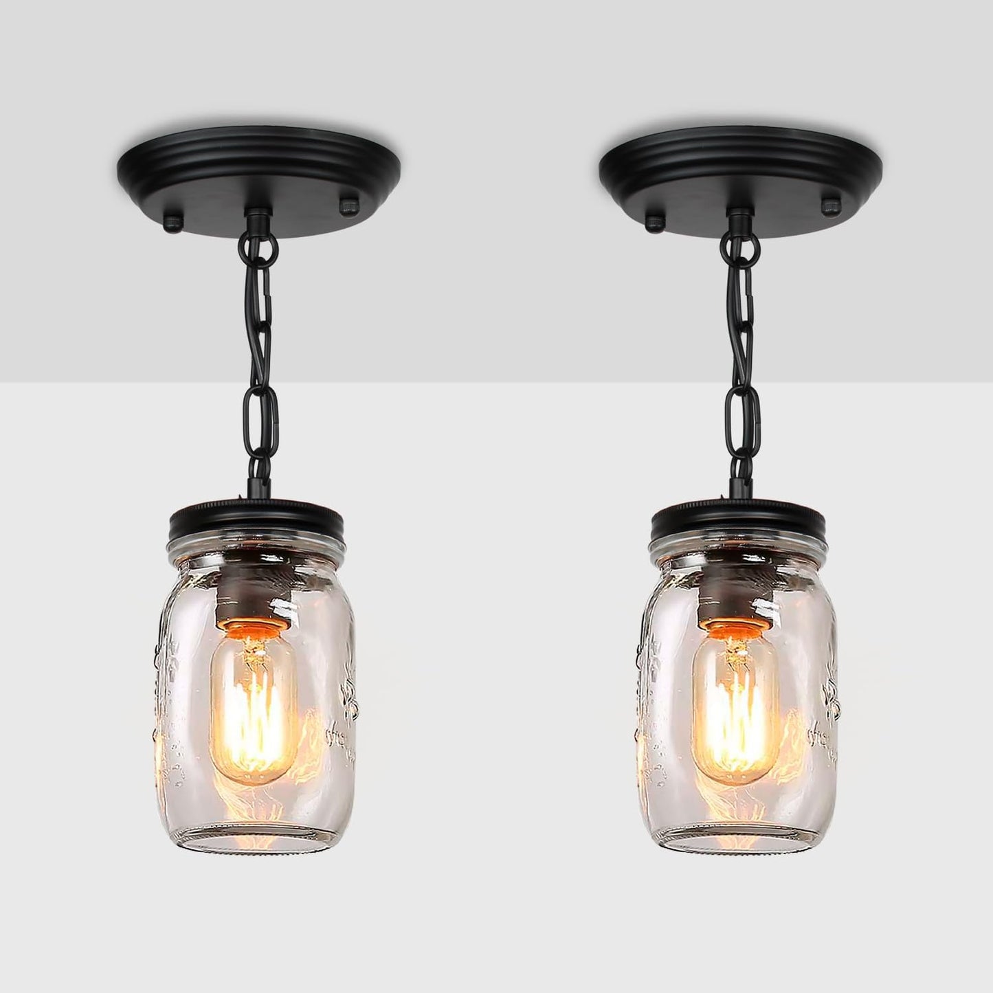 1-5 Light Glass Mason Jar Pendant Light Fixture