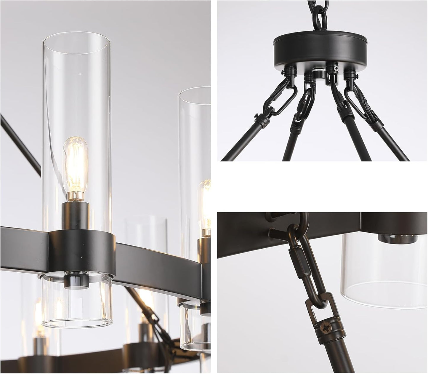 60 Inch Large Black Wagon Wheel Chandelier