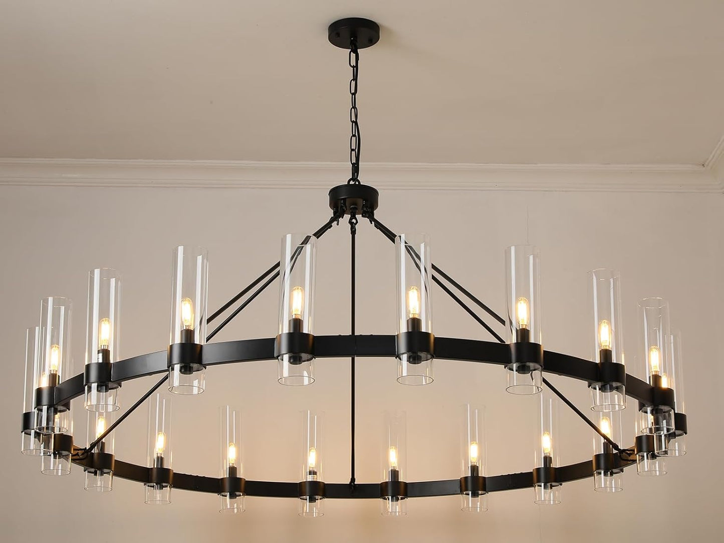 60 Inch Large Black Wagon Wheel Chandelier