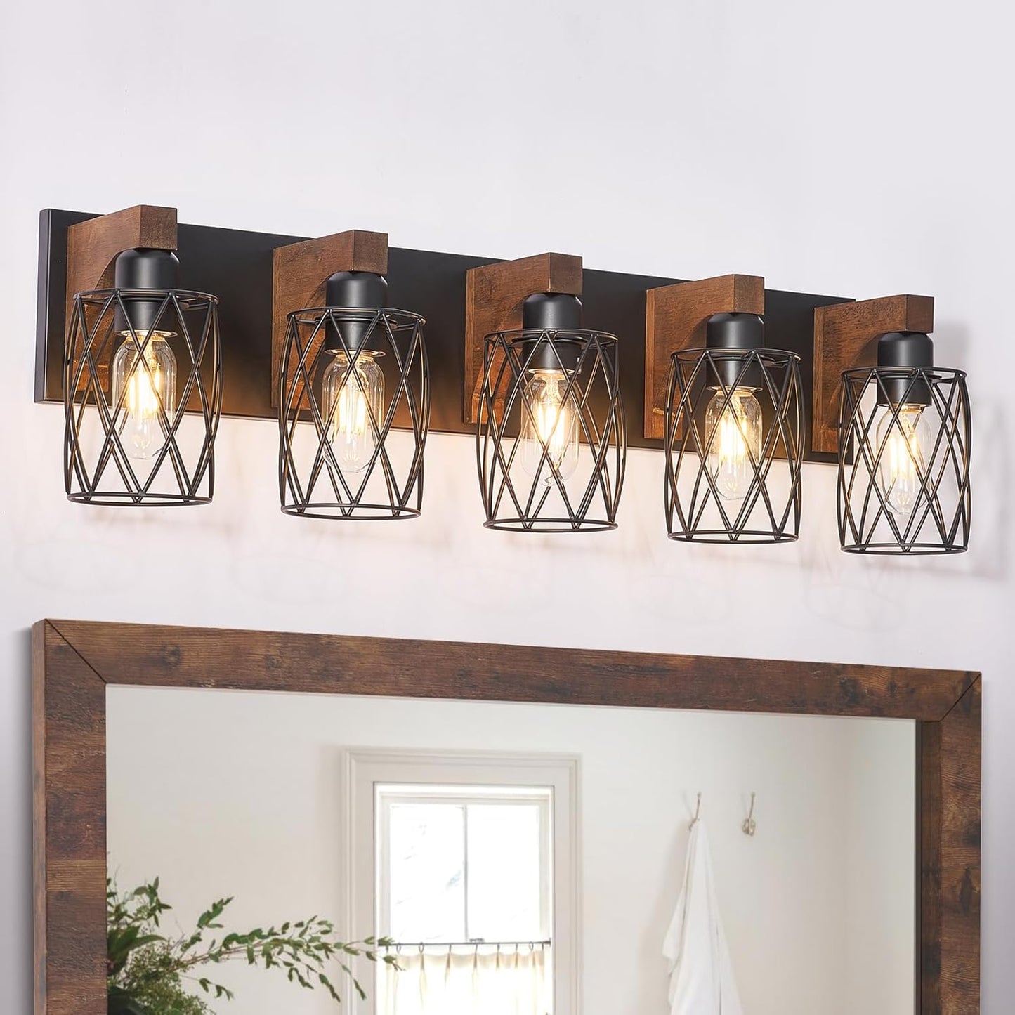 3-Light Wood Bathroom Light Fixture