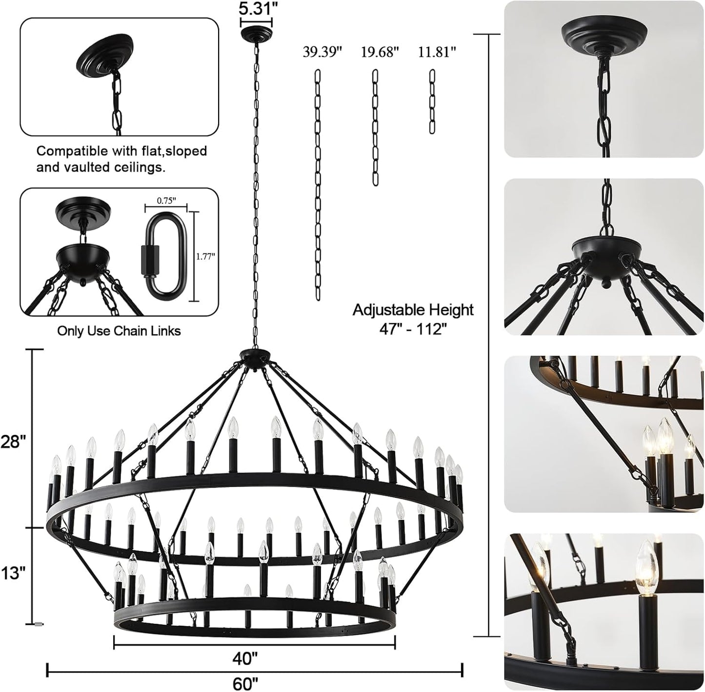 2 Tier Farmhouse Wagon Wheel Chandelier