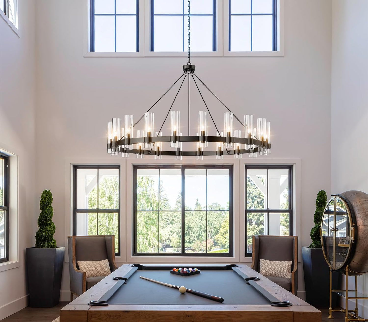 60 Inch Large Black Wagon Wheel Chandelier