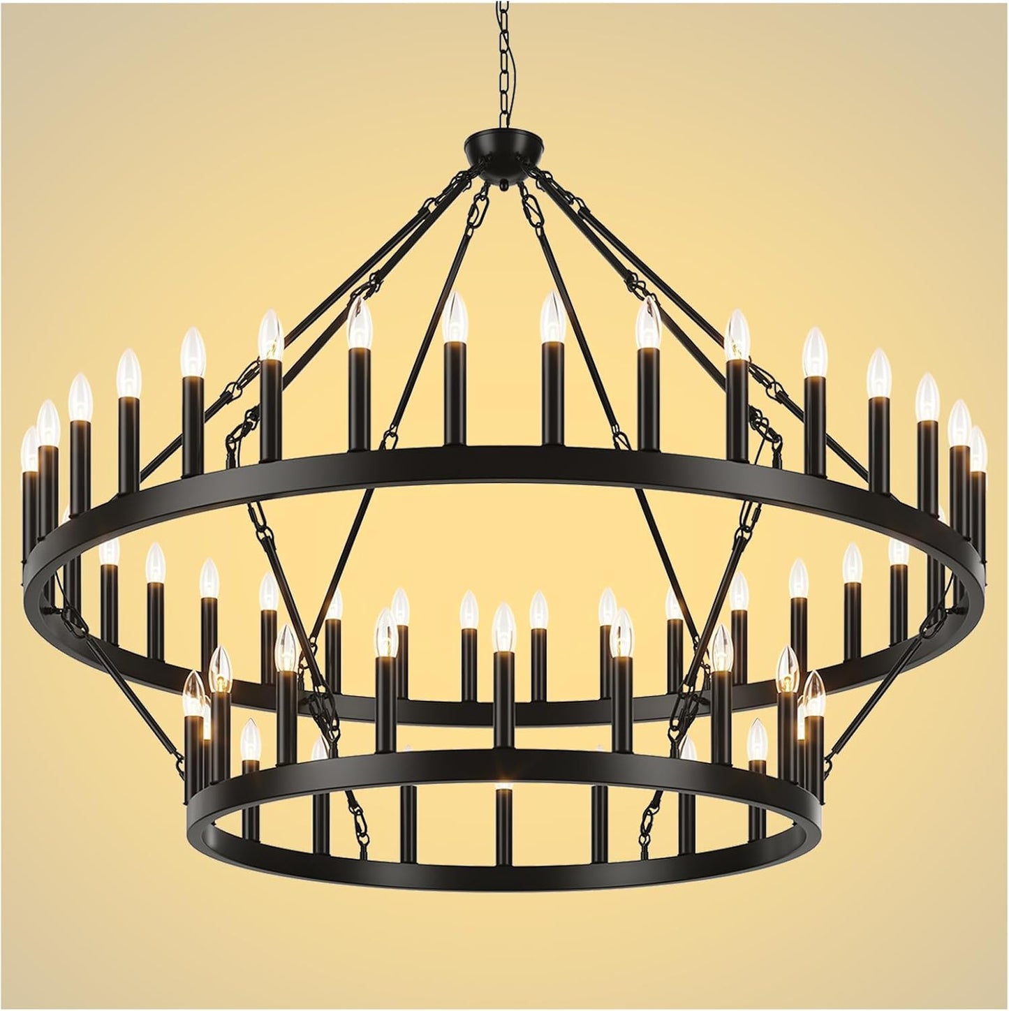 2 Tier Farmhouse Wagon Wheel Chandelier