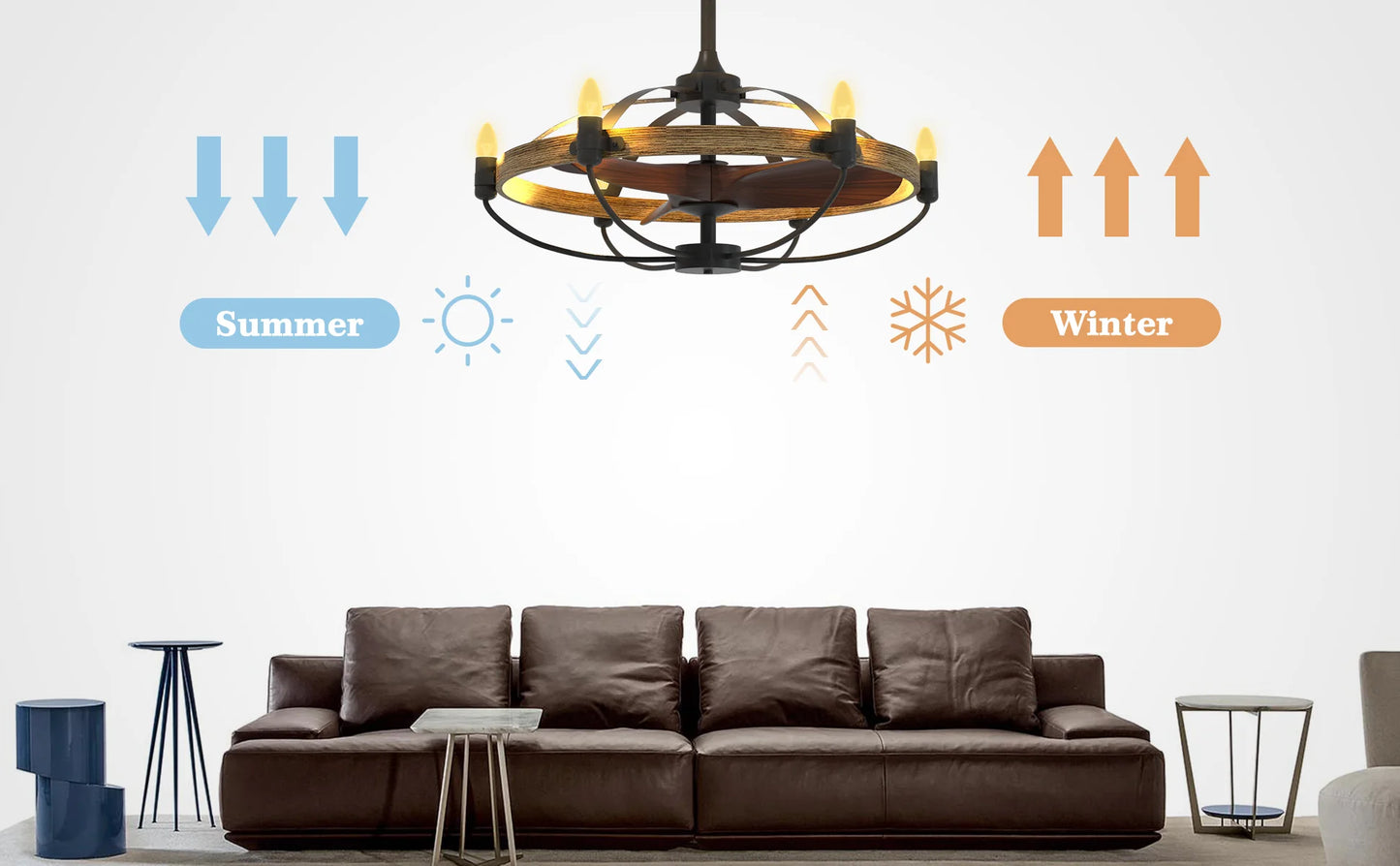 Farmhouse Caged Ceiliing Fan Light Fixture