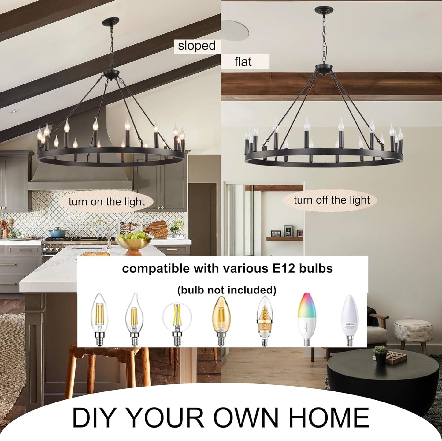 Large Industrial Black Wagon Wheel Chandelier