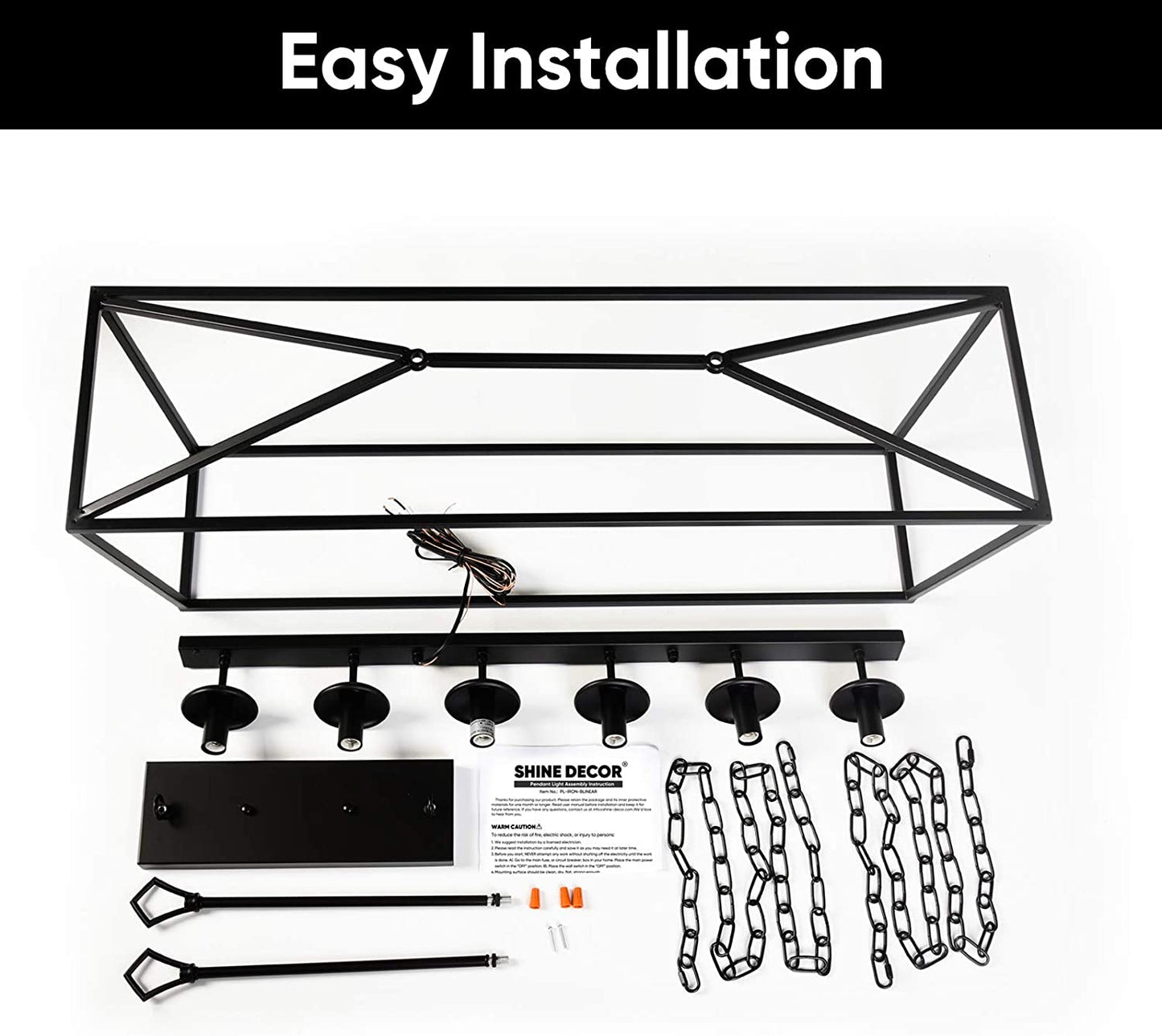 6-Light Black Linear Chandelier