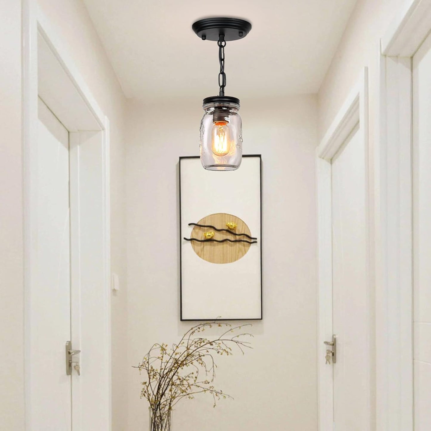 1-5 Light Glass Mason Jar Pendant Light Fixture