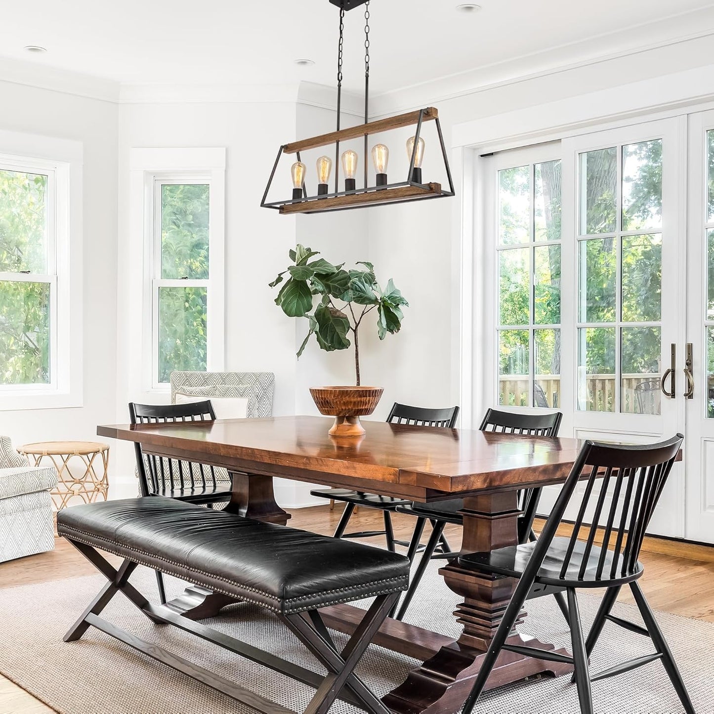 Farmhouse 5-Light Rustic Metal Linear