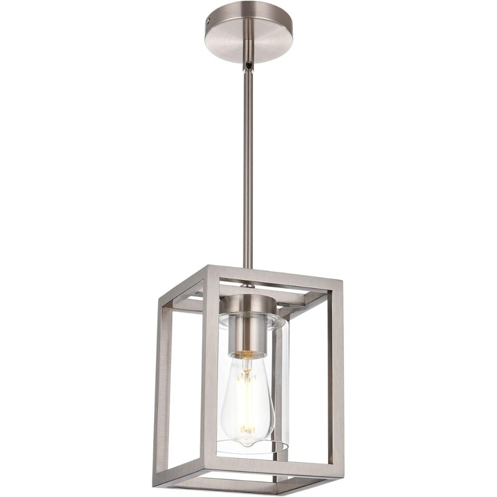 brushed nickel rectangular farmhouse pendant light