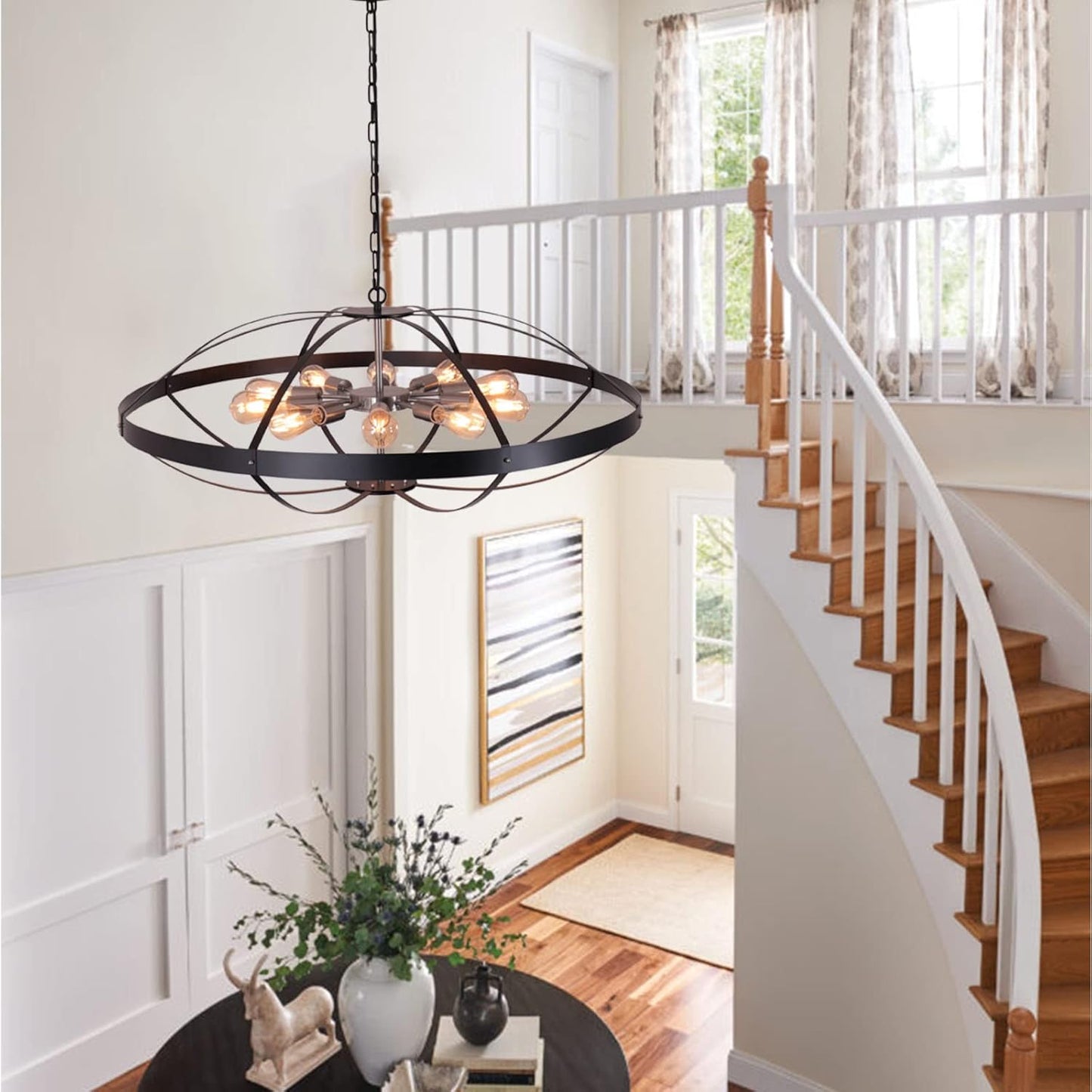 40" Farmhouse Chandelier for High Ceilings
