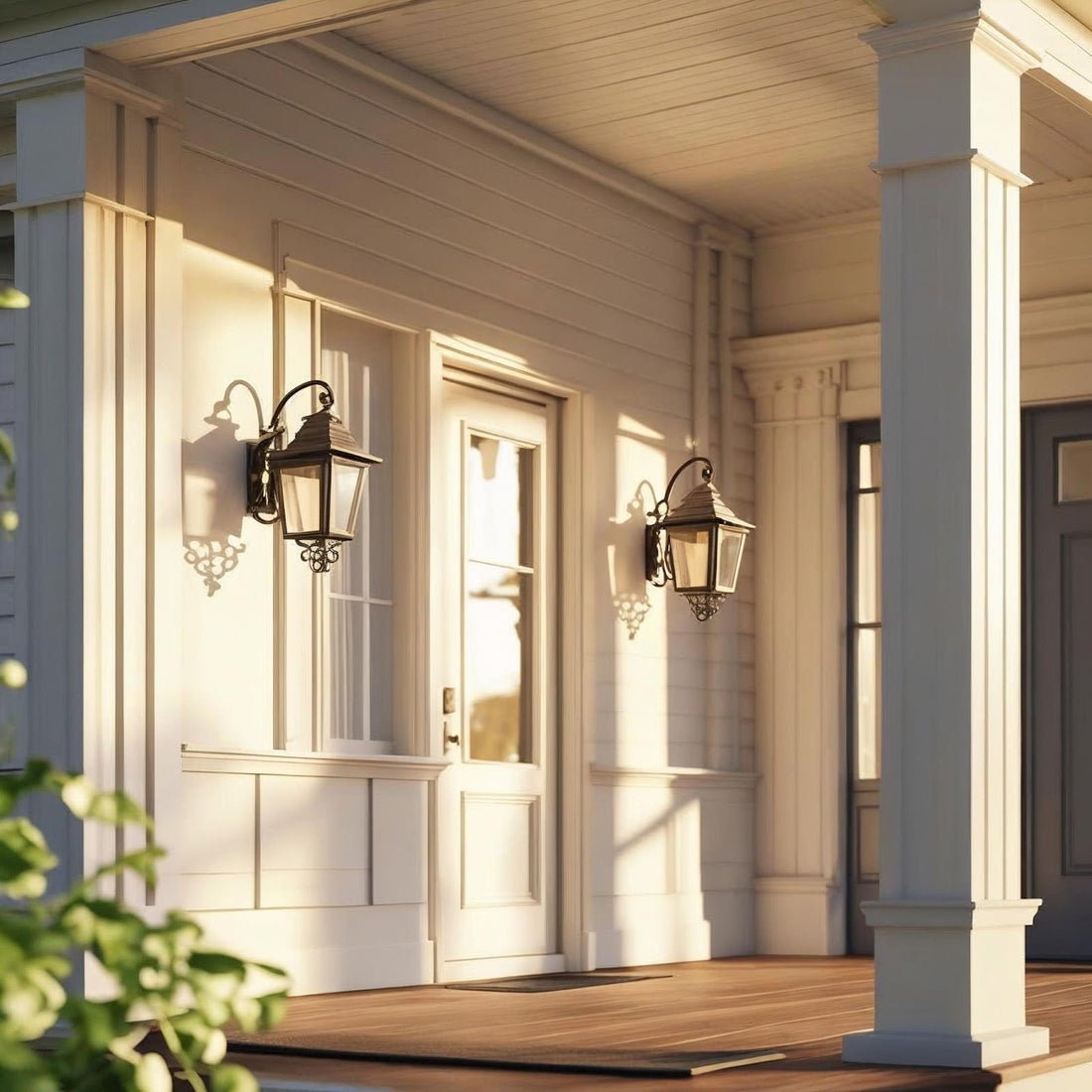 farmhouse scone lights on front porch