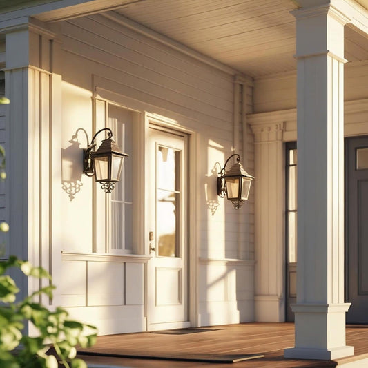 farmhouse scone lights on front porch