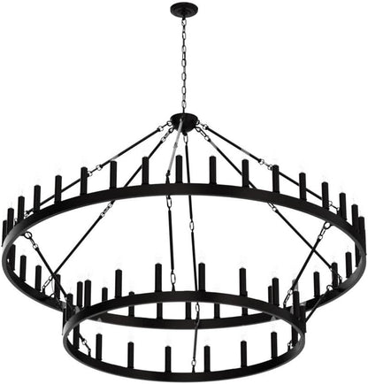2 Tier Farmhouse Wagon Wheel Chandelier