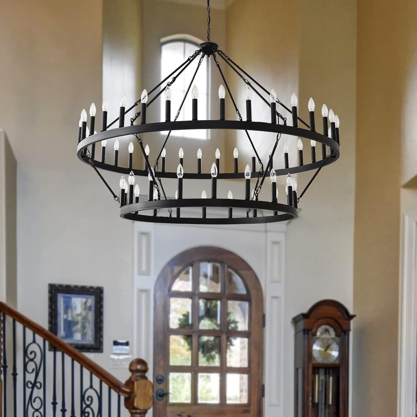 2 Tier Farmhouse Wagon Wheel Chandelier