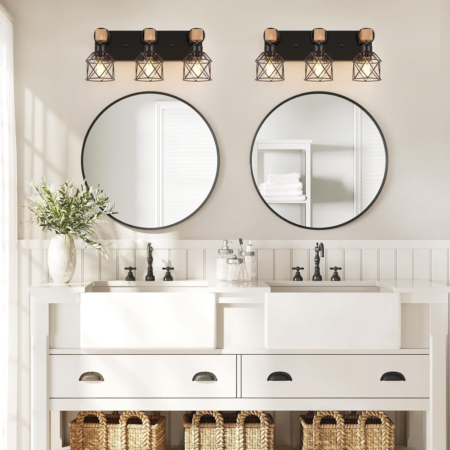 3-Light Farmhouse Vanity Light for Bathroom