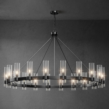 60 Inch Large Black Wagon Wheel Chandelier
