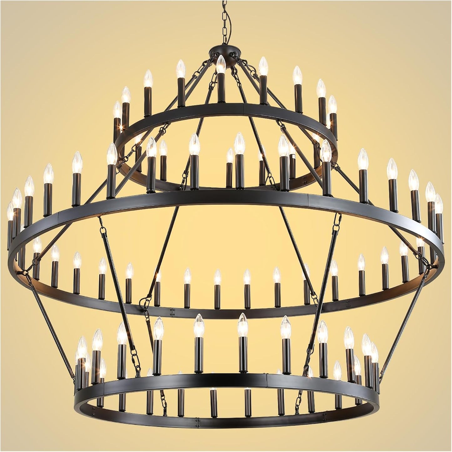 2 Tier Farmhouse Wagon Wheel Chandelier