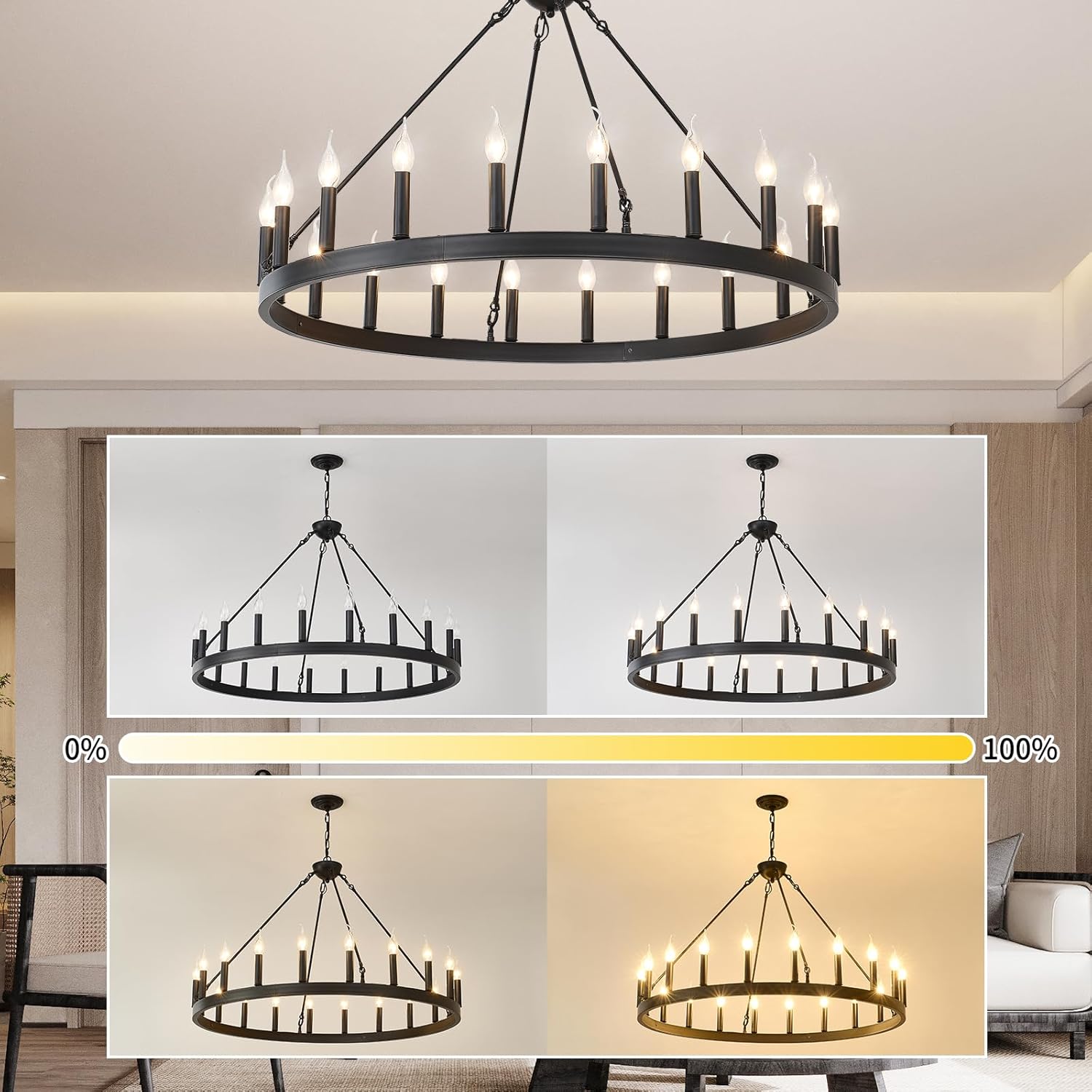 Farmhouse Wagon Wheel Chandelier