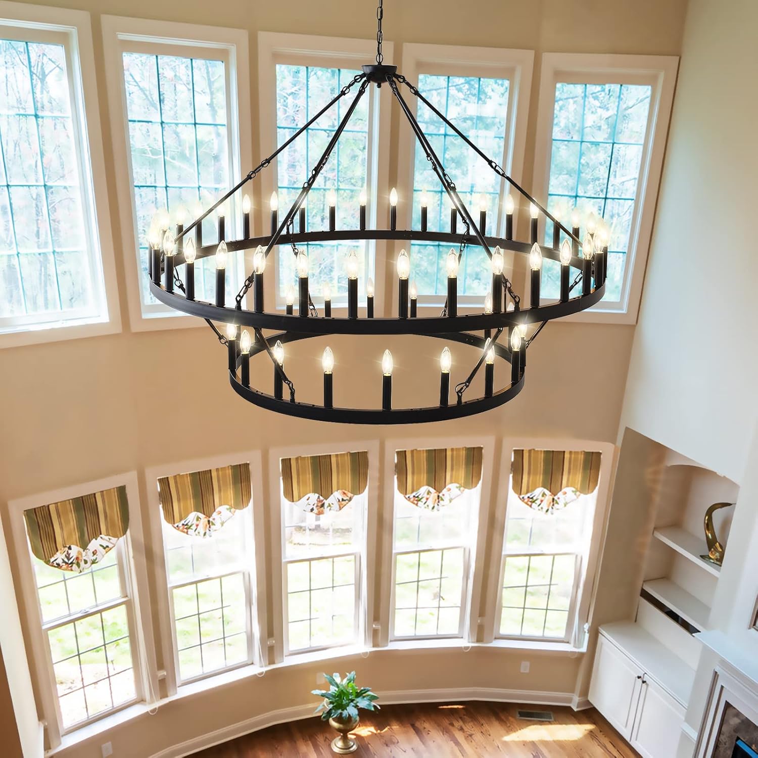 2 Tier Farmhouse Wagon Wheel Chandelier