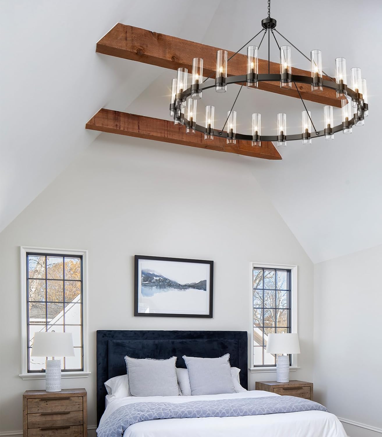 60 Inch Large Black Wagon Wheel Chandelier
