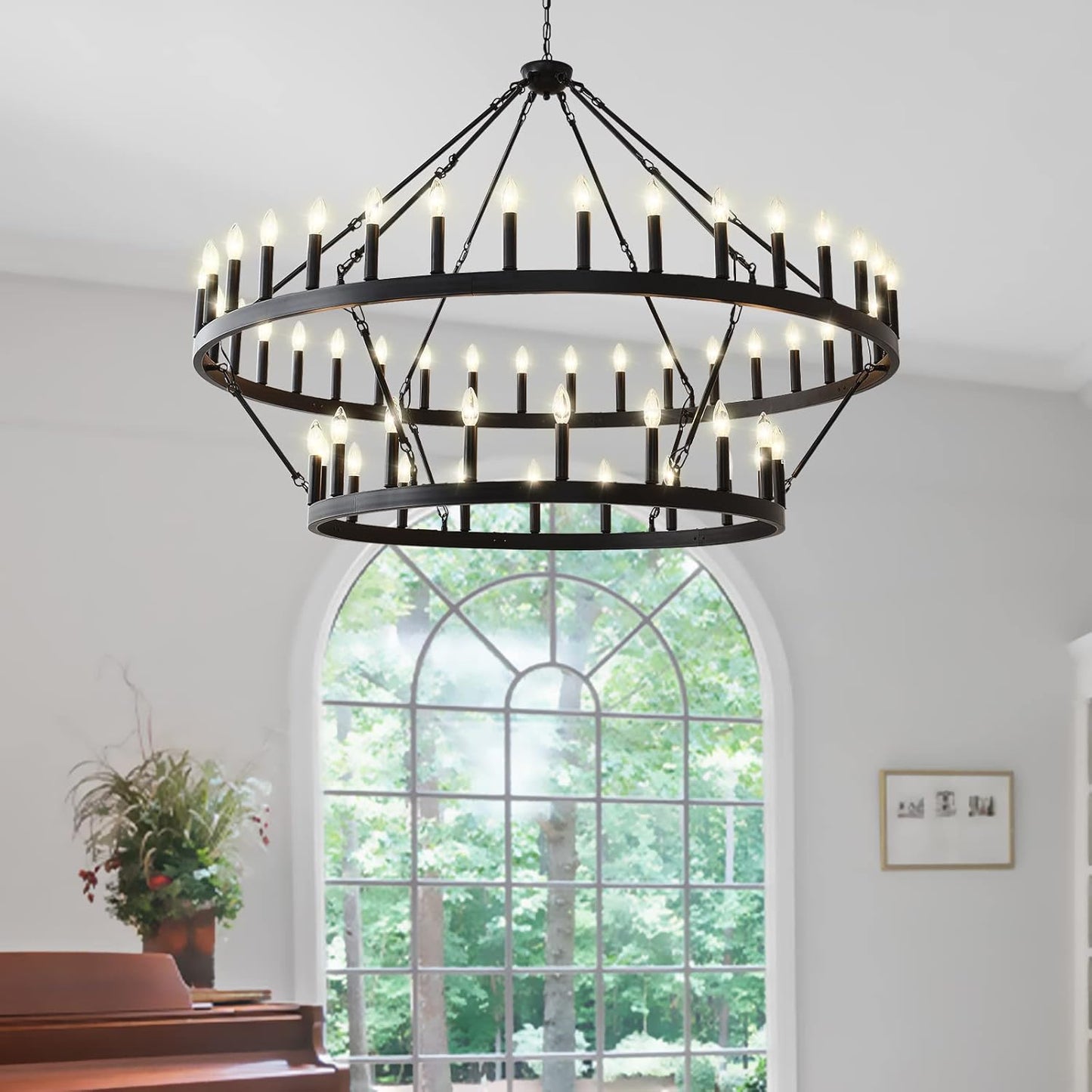 2 Tier Farmhouse Wagon Wheel Chandelier
