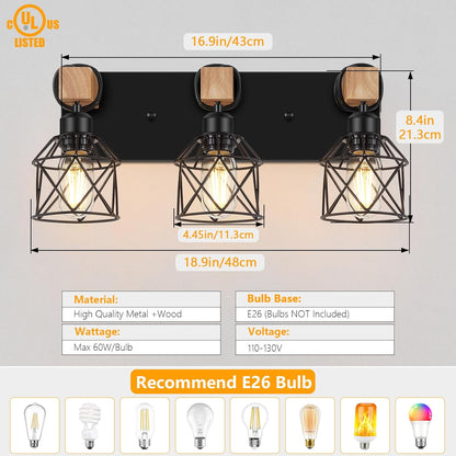3-Light Farmhouse Vanity Light for Bathroom