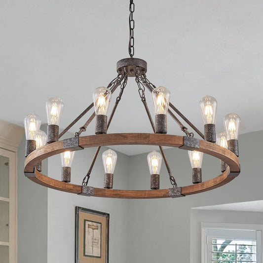 31" Farmhouse Wagon Wheel Chandelier 