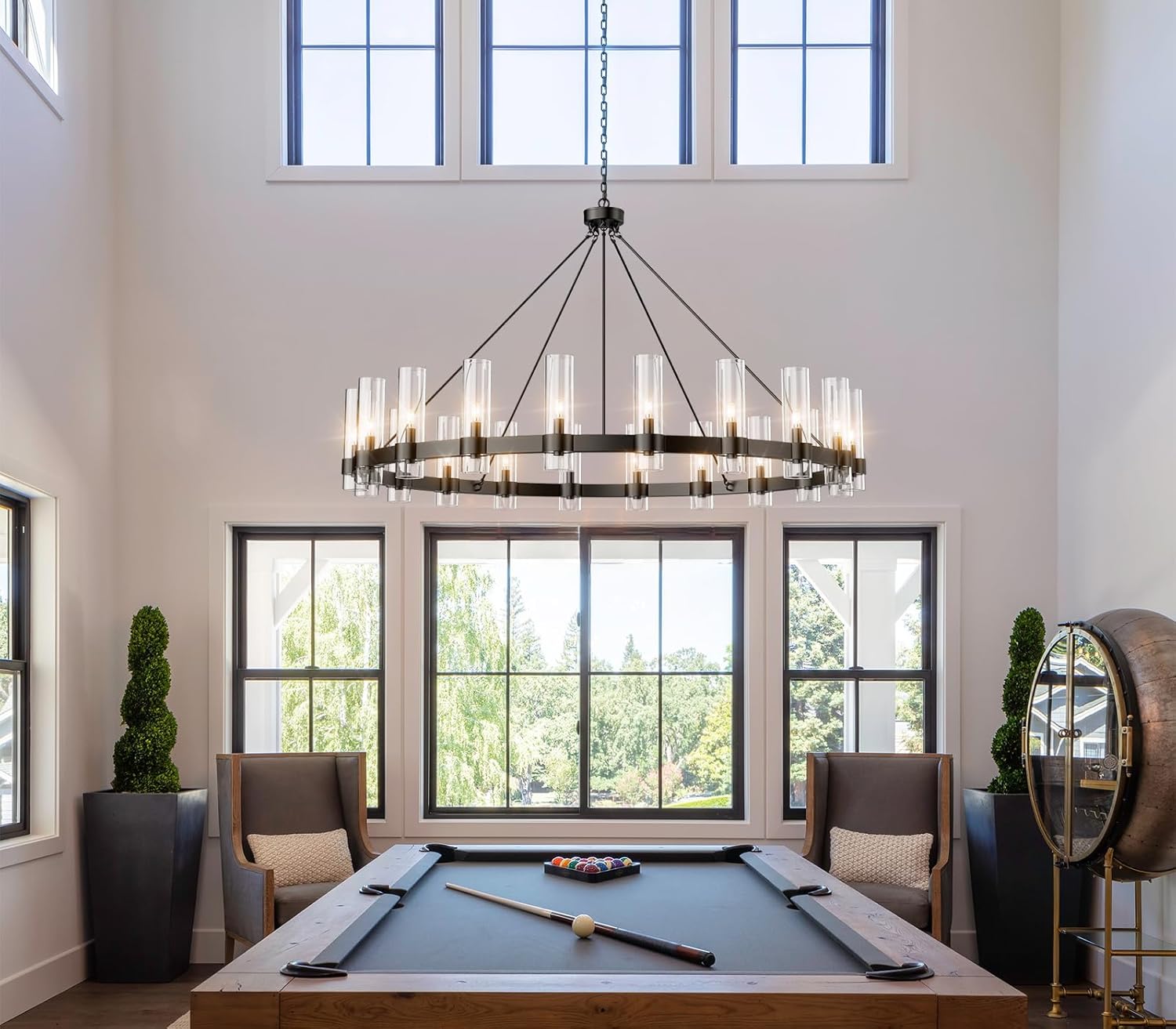 60 Inch Large Black Wagon Wheel Chandelier