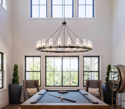 60 Inch Large Black Wagon Wheel Chandelier