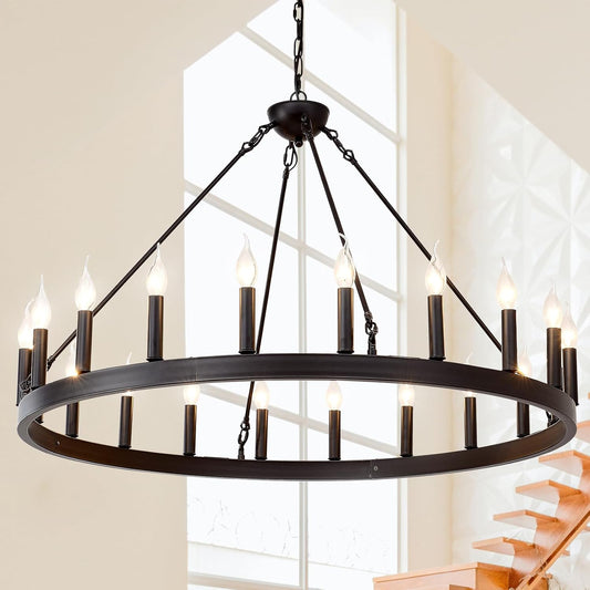 Farmhouse Wagon Wheel Chandelier
