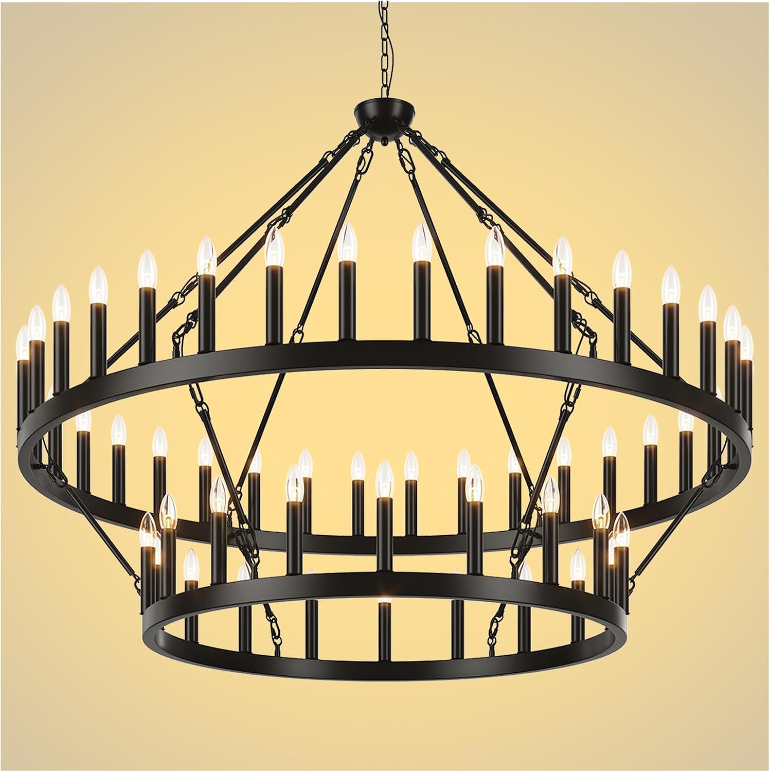 2 Tier Farmhouse Wagon Wheel Chandelier