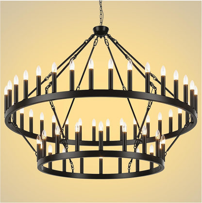 2 Tier Farmhouse Wagon Wheel Chandelier