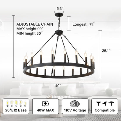 Farmhouse Wagon Wheel Chandelier