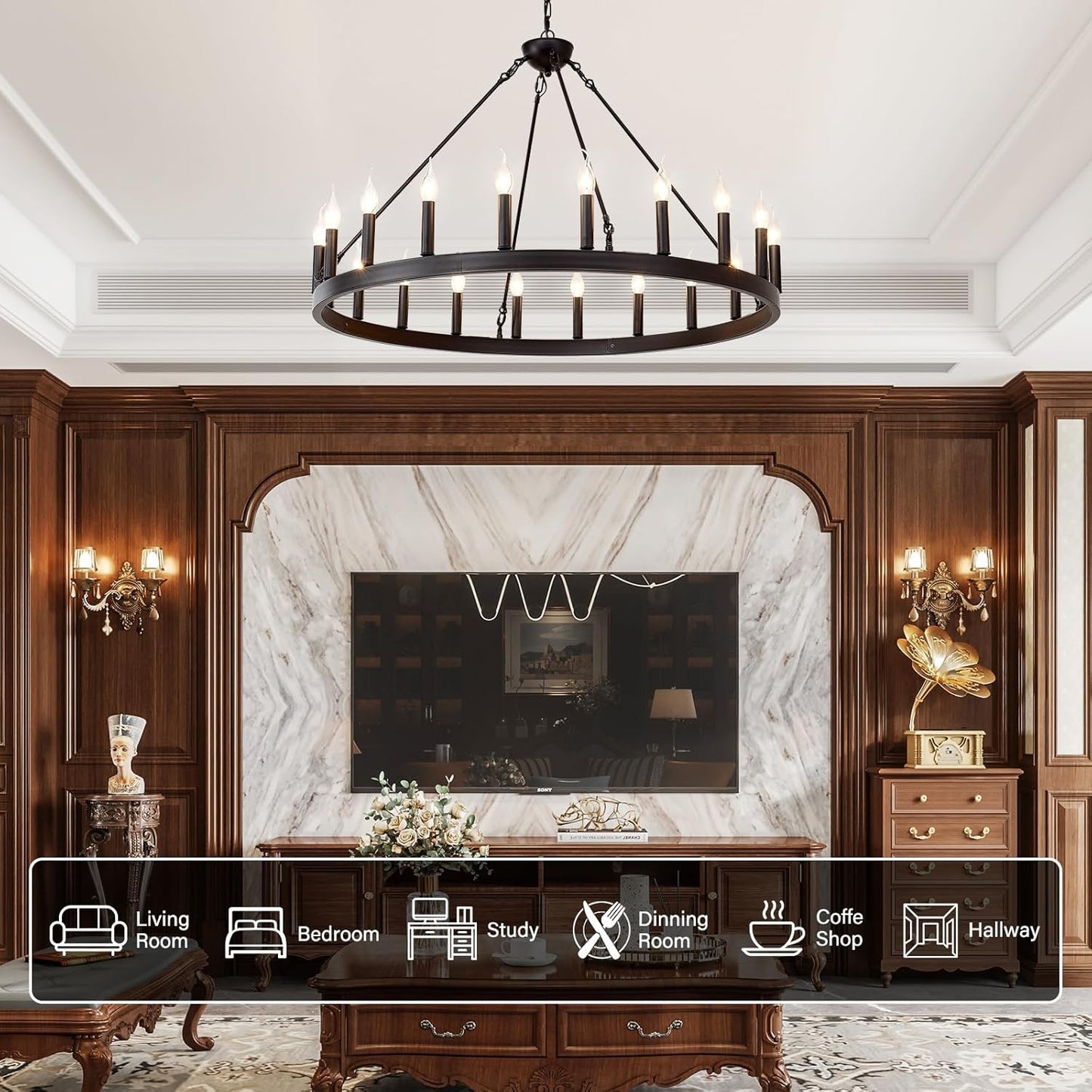 Farmhouse Wagon Wheel Chandelier