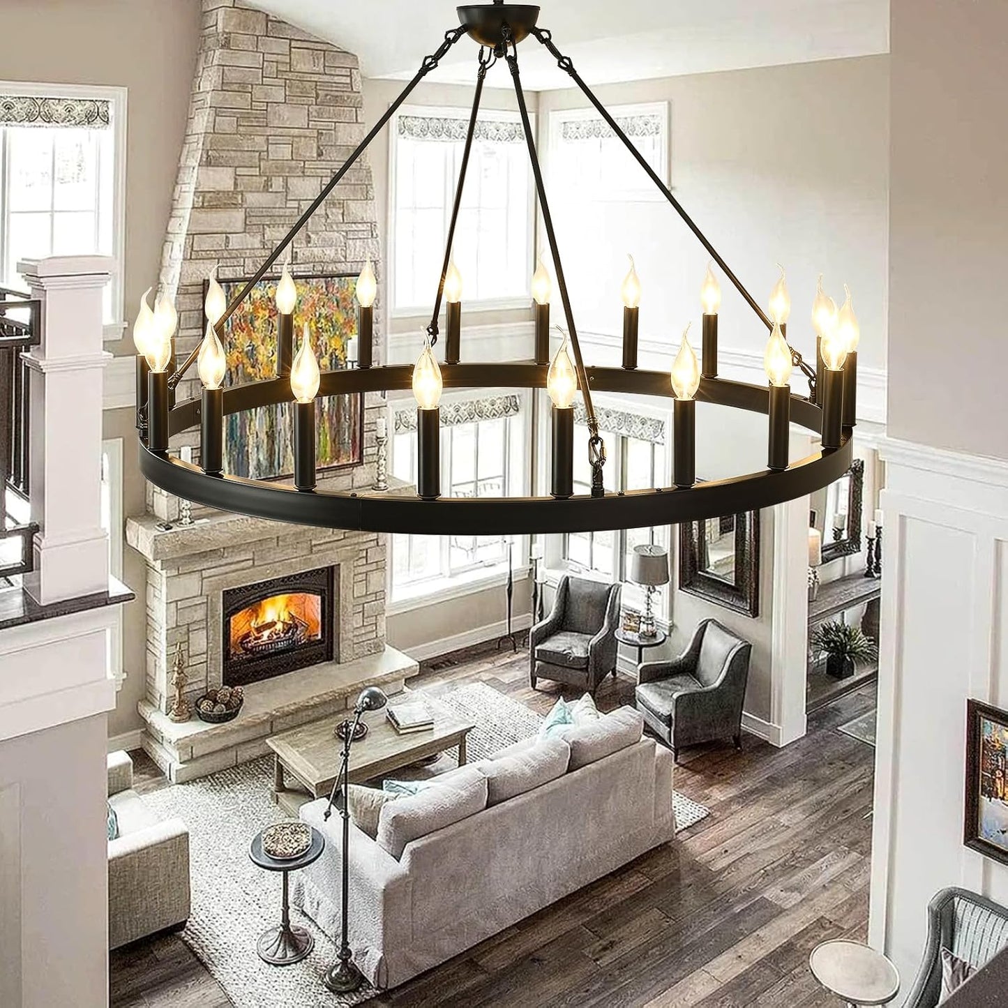 Farmhouse Wagon Wheel Chandelier