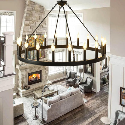 Farmhouse Wagon Wheel Chandelier