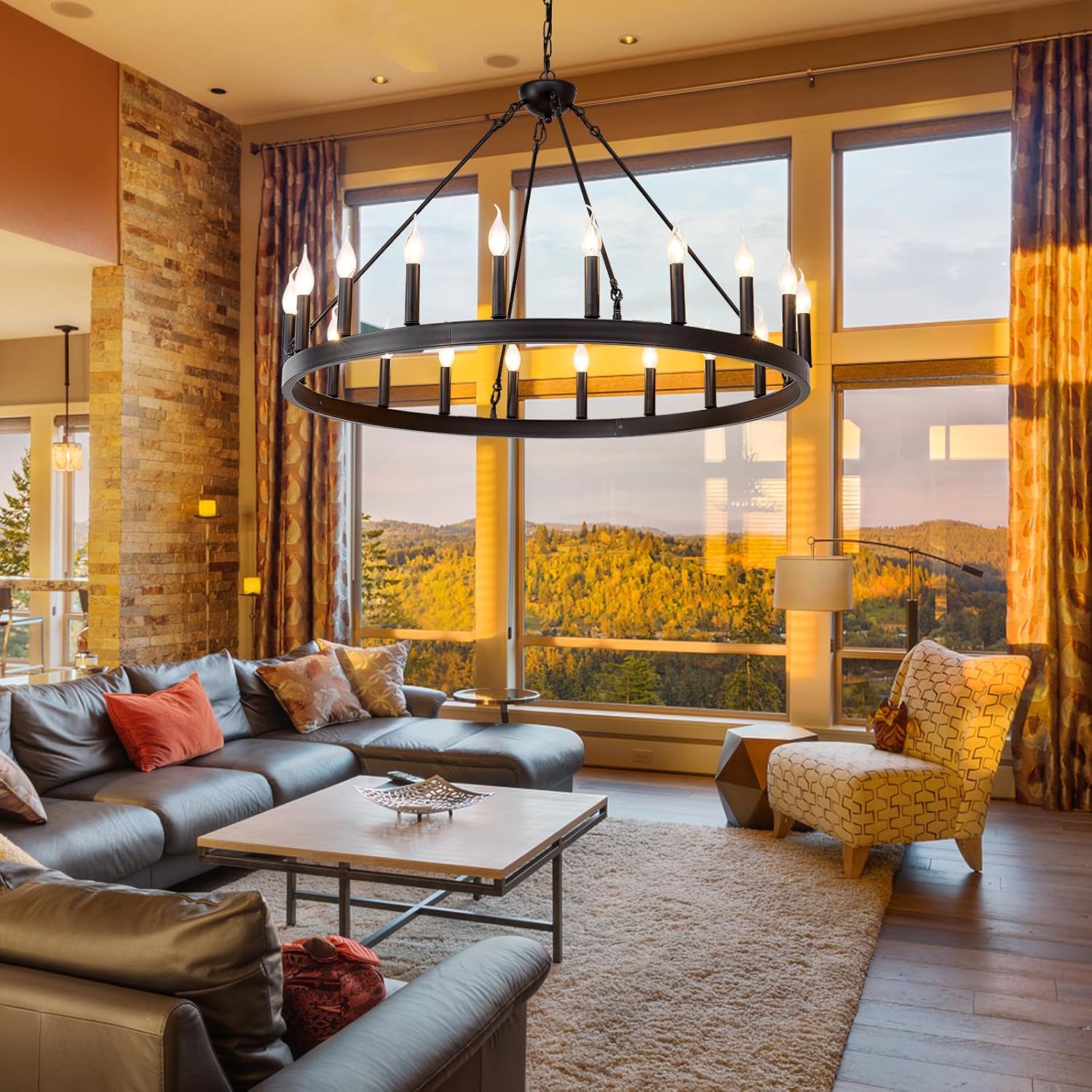 Farmhouse Wagon Wheel Chandelier