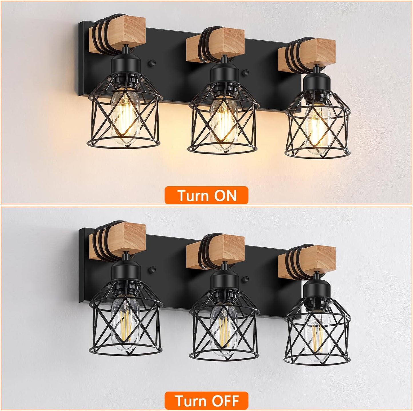 3-Light Farmhouse Vanity Light for Bathroom