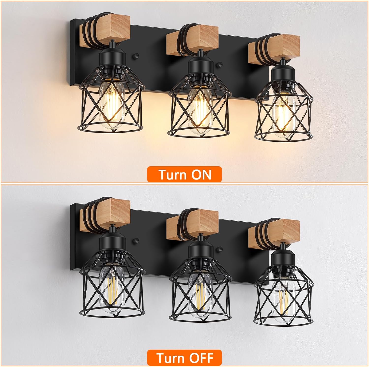 3-Light Farmhouse Vanity Light for Bathroom
