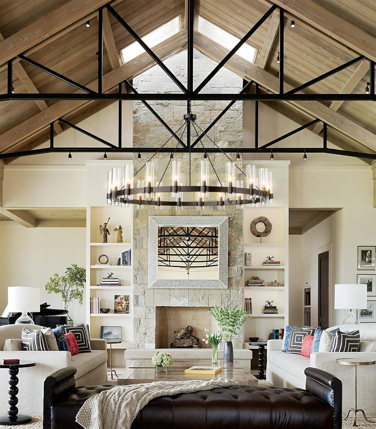 60 Inch Large Black Wagon Wheel Chandelier