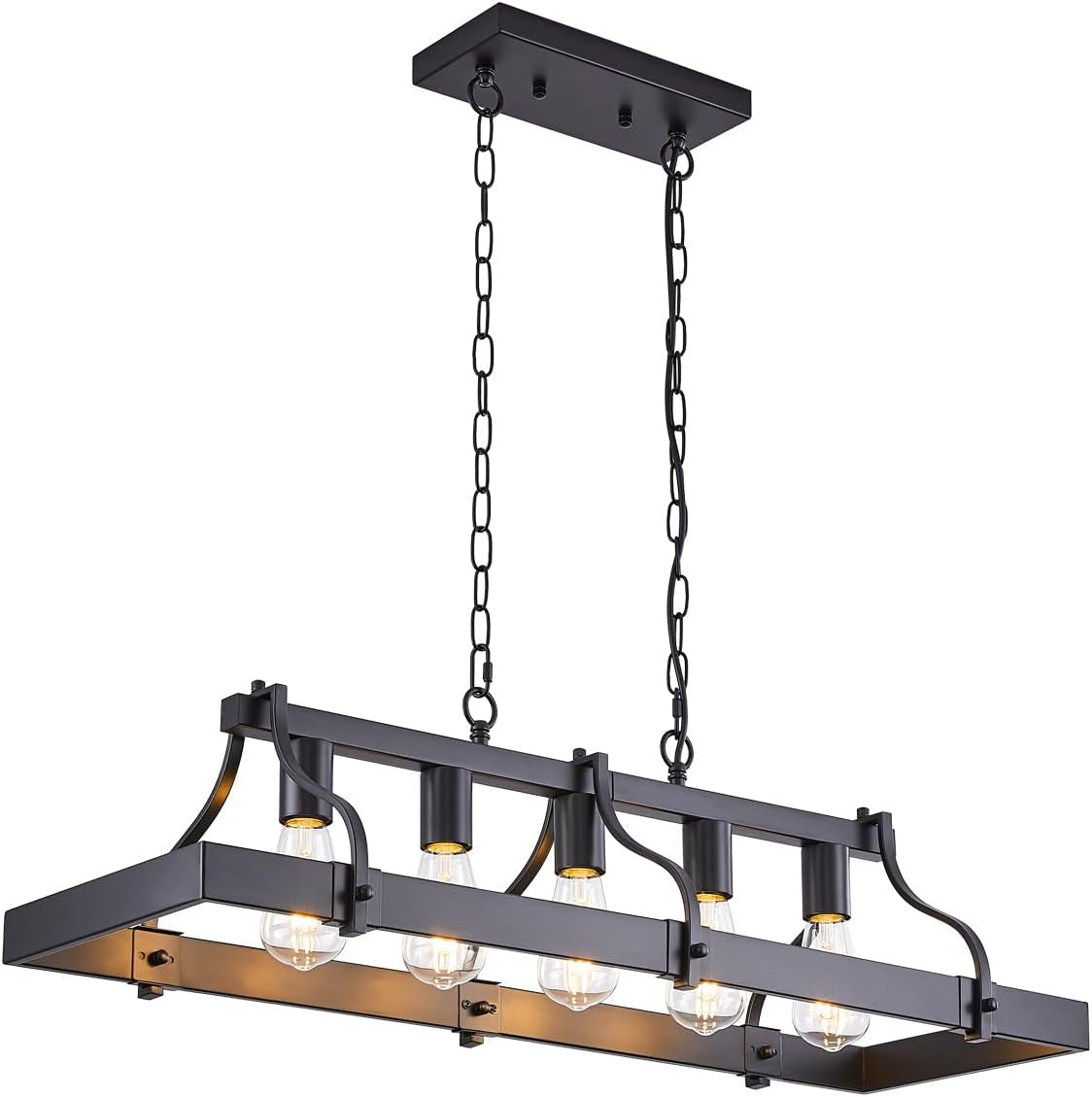 Farmhouse 5-Light Wood Linear Chandelier
