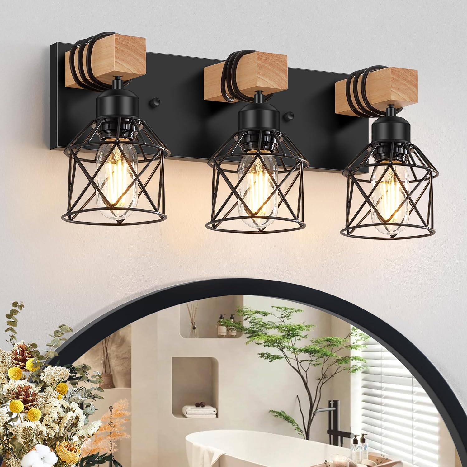 3-Light Farmhouse Vanity Light for Bathroom
