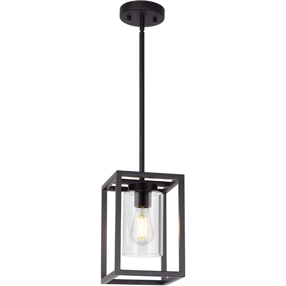 Black rectangular farmhouse pendant light