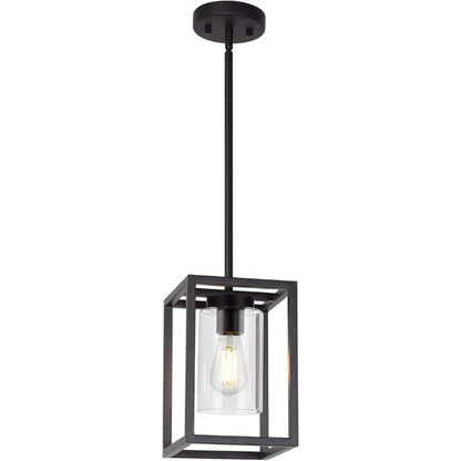 Black rectangular farmhouse pendant light