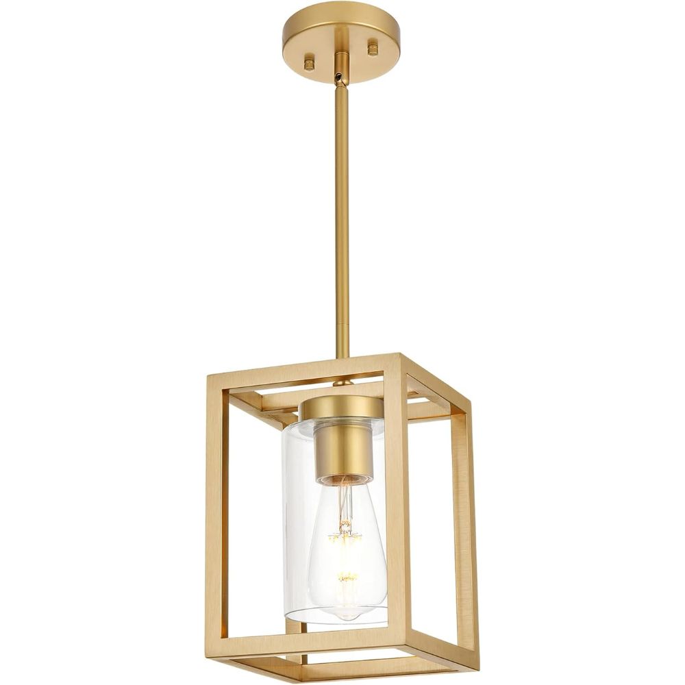 Gold rectangular farmhouse pendant light