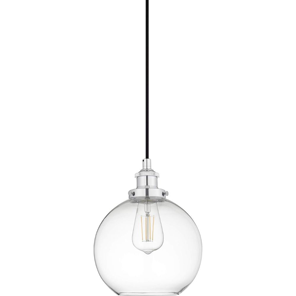 Large Chrome Glass Globe Pendant Light