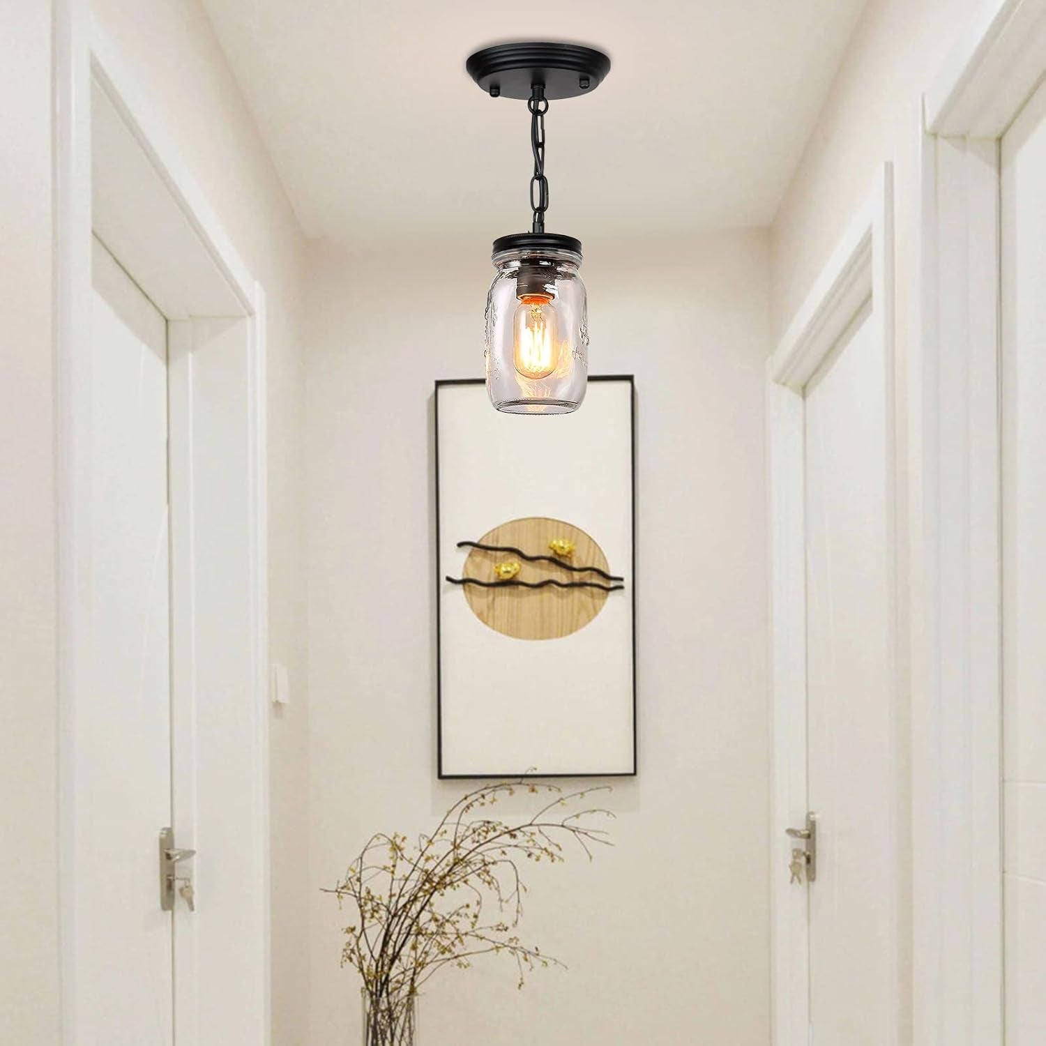 1-5 Light Glass Mason Jar Pendant Light Fixture