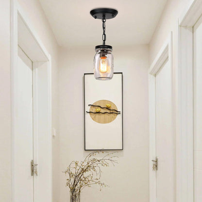 1-5 Light Glass Mason Jar Pendant Light Fixture