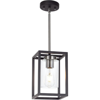 black and brushed nickel rectangular farmhouse pendant light
